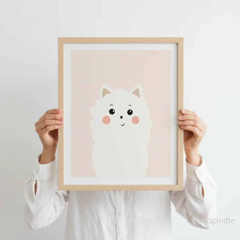 Hundporträtt Peachrosa – Handmålad Hund Poster