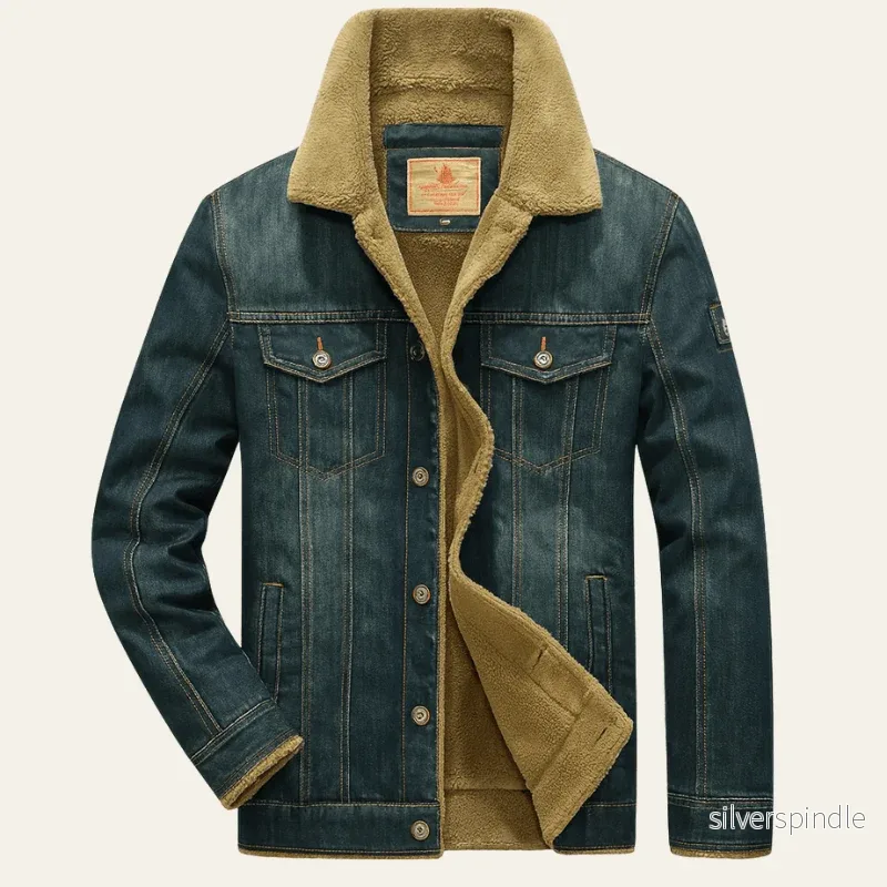 Klassisk Svart Jeansjacka med Foder och Knappstängning | Tidlös Design för Kalla Dagar Klassisk Svart Jeansjacka med Foder och Knappstängning | Tidlös Design för Kalla Dagar
