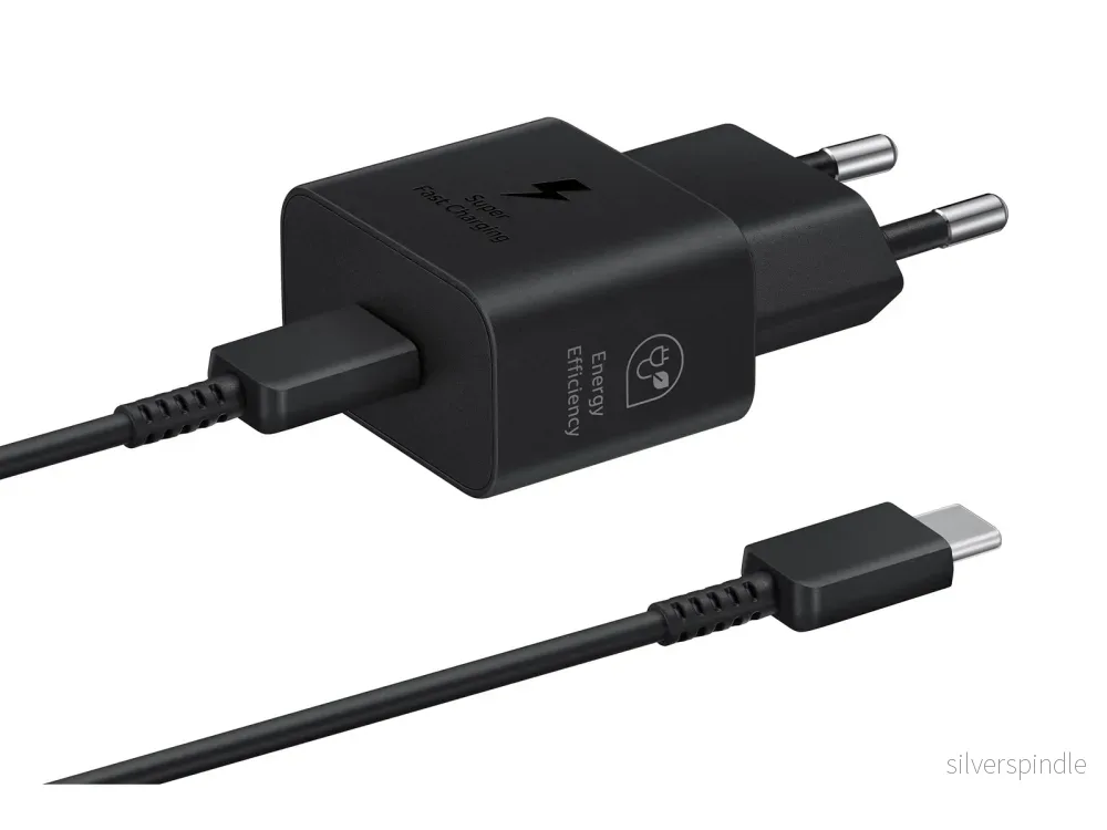 Samsung 25W Strömadapter USB-C med kabel – Svart Samsung 25W Strömadapter USB-C med kabel – Svart