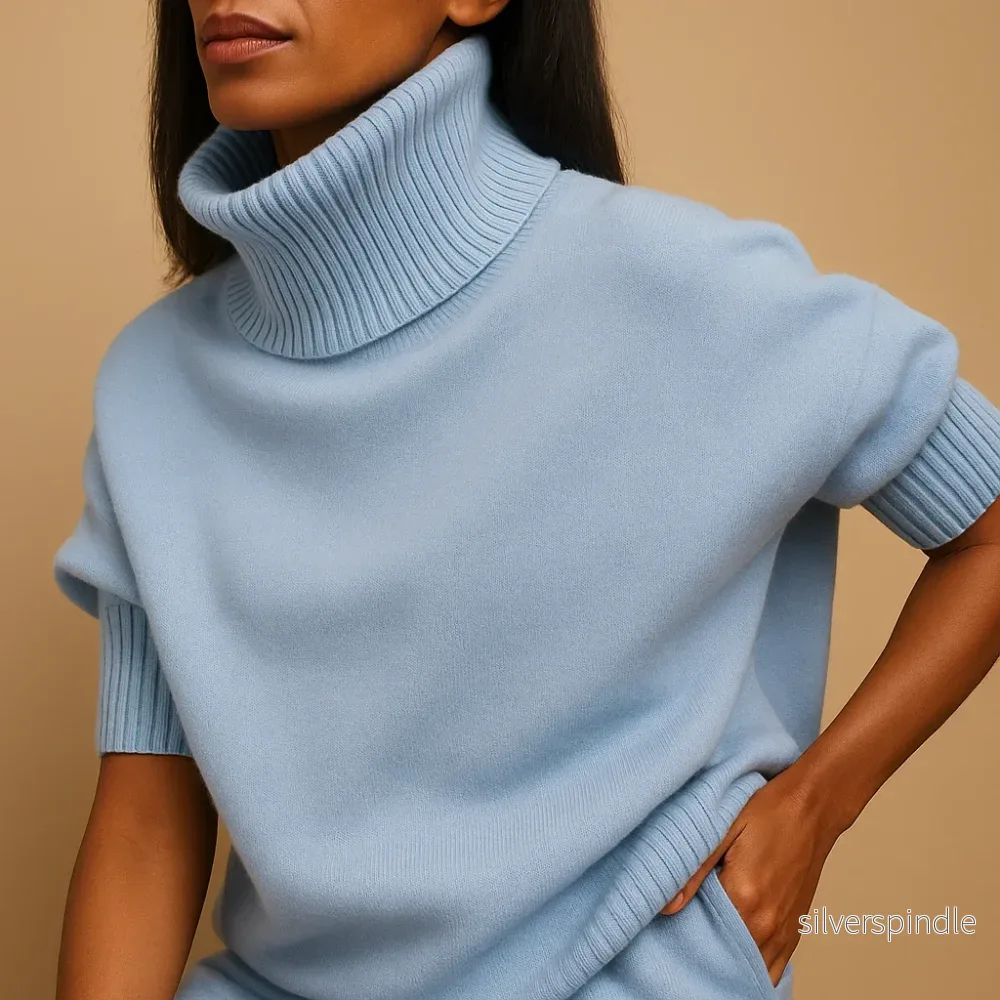 Elegant | Stickad Dam Tröja med Oversized Turtleneck Design | Mjuk och Bekväm för Kalla Dagar