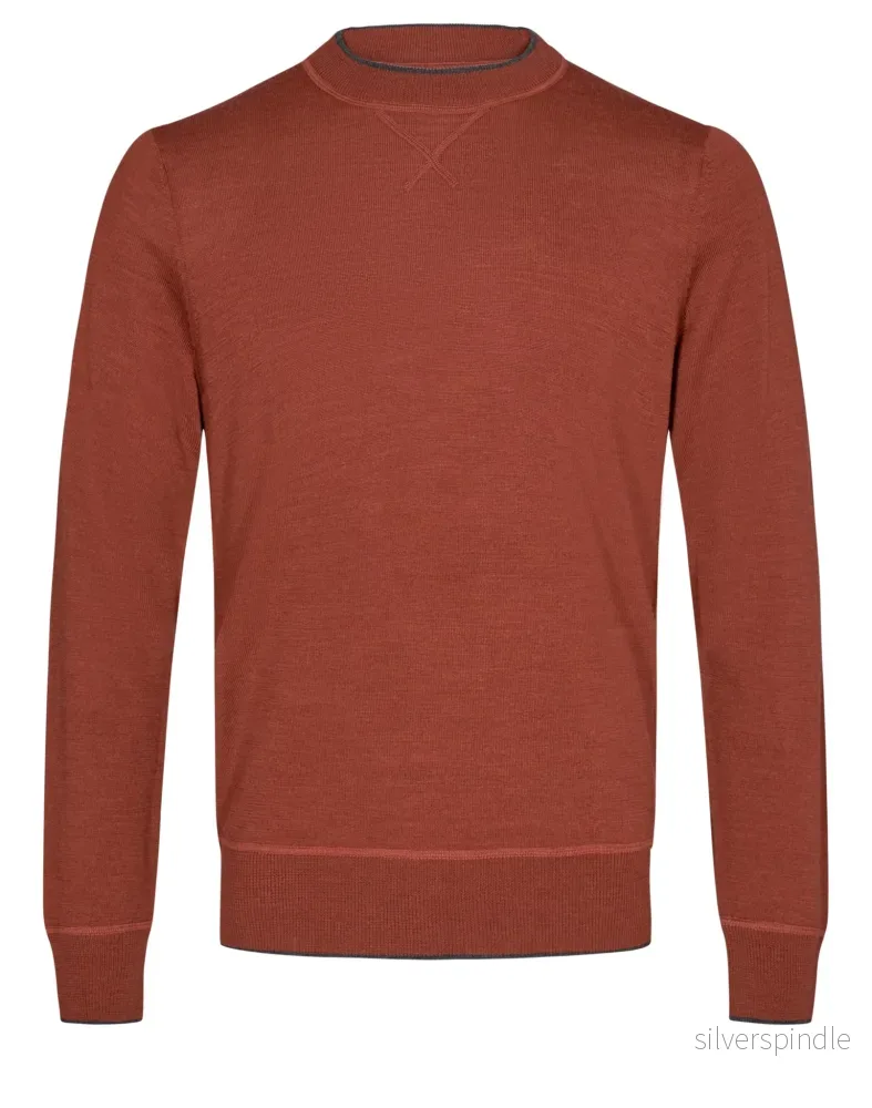 BS Federer Regular Fit Stickad Tröja – Dark Orange BS Federer Regular Fit Stickad Tröja – Dark Orange
