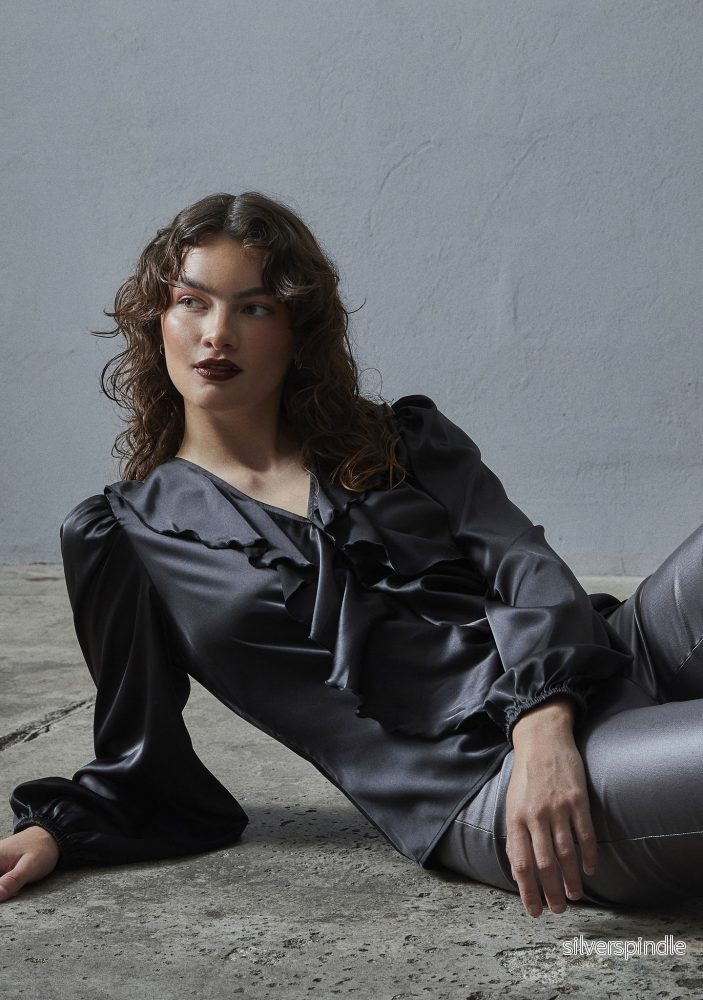 Steff Flounce Blouse - Black