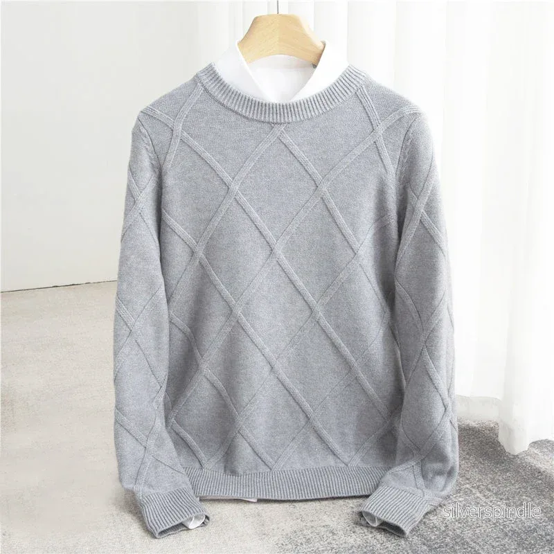 Elegant Stickad Tröja för Män med Mönster och Rund Hals | Mjukt Material för Stil och Värme - Bild 3