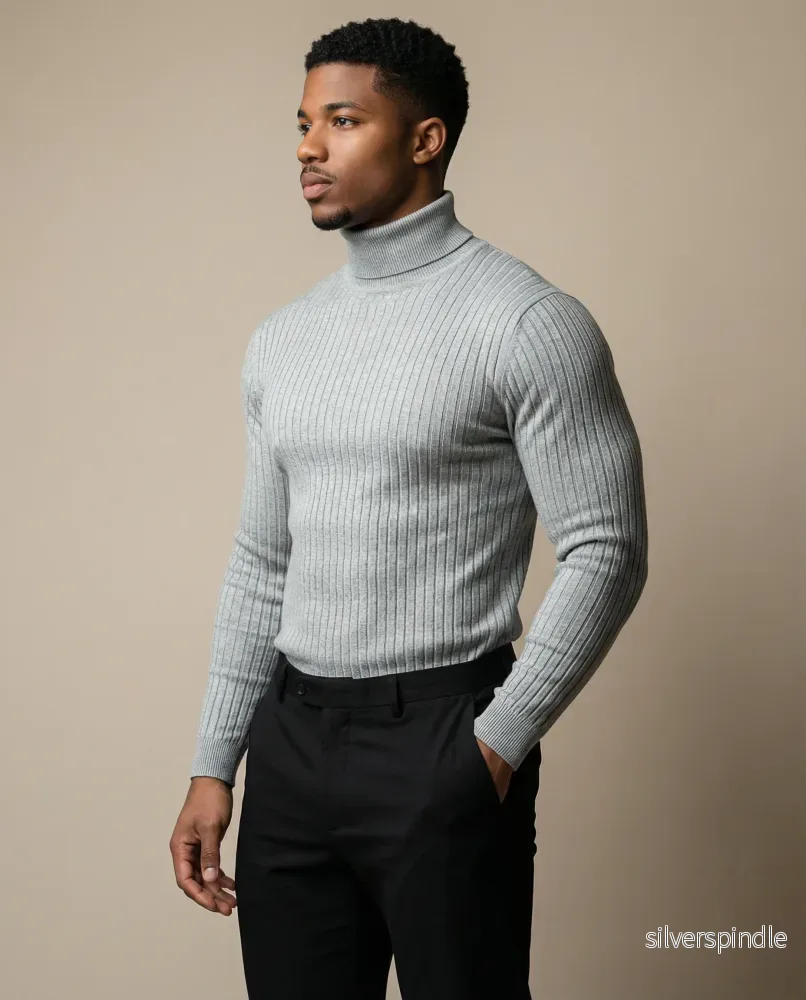 Oliver | Modern Ribbad Turtleneck Tröja för Vintern - Bild 3