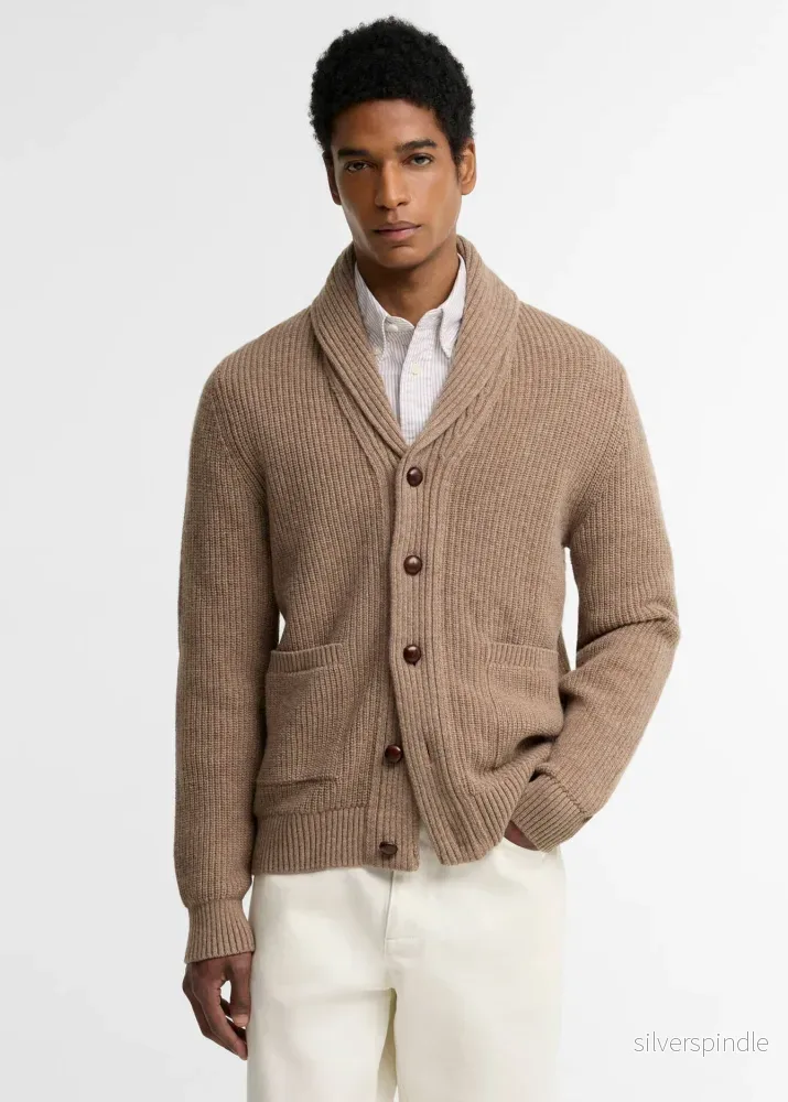 Barbour hartland Knitted Shawl Neck Cardigan Stone