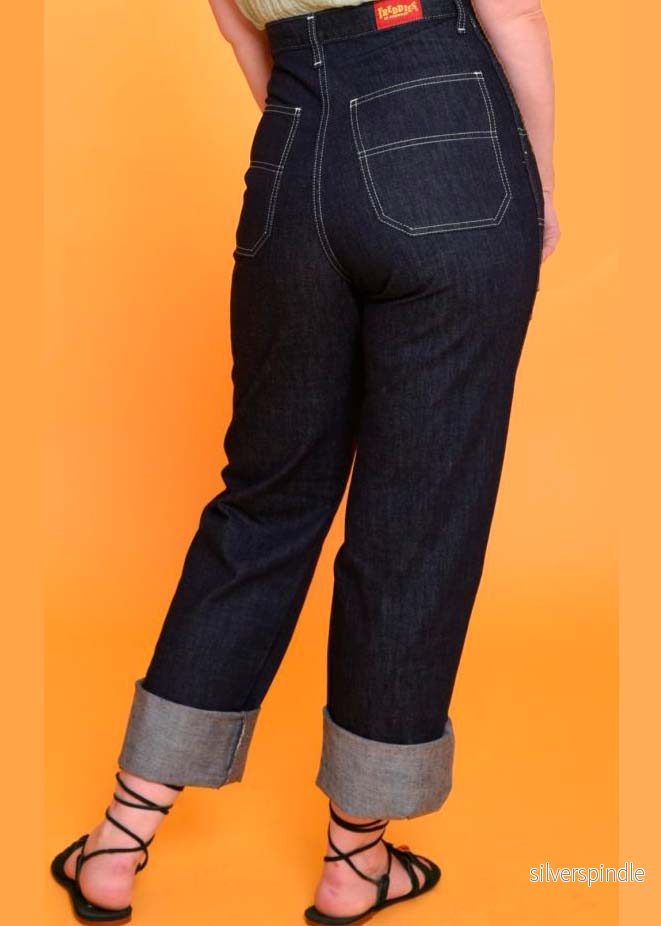 1950-talsknapp - jeans med hög midja i blå denim - Bild 2