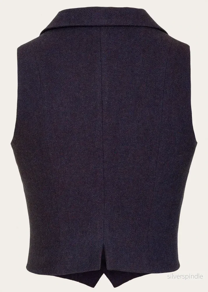 The Watchmaker’s Waistcoat - Midnight & maroon red wool tweed - Bild 3