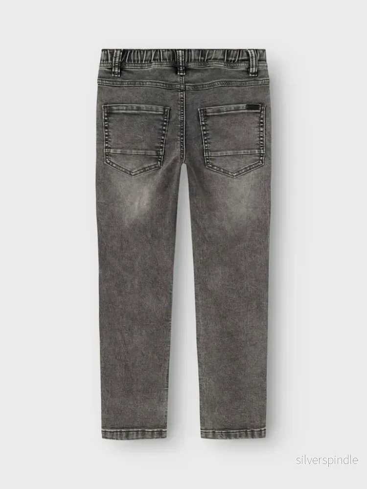 Grå Jeans Resår i midjan - Bild 3