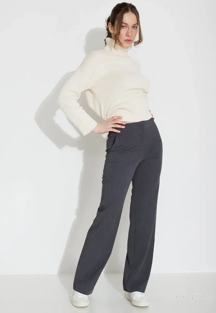 PANTALONE DELTTAGLIO CINTURA 03503 - Grå