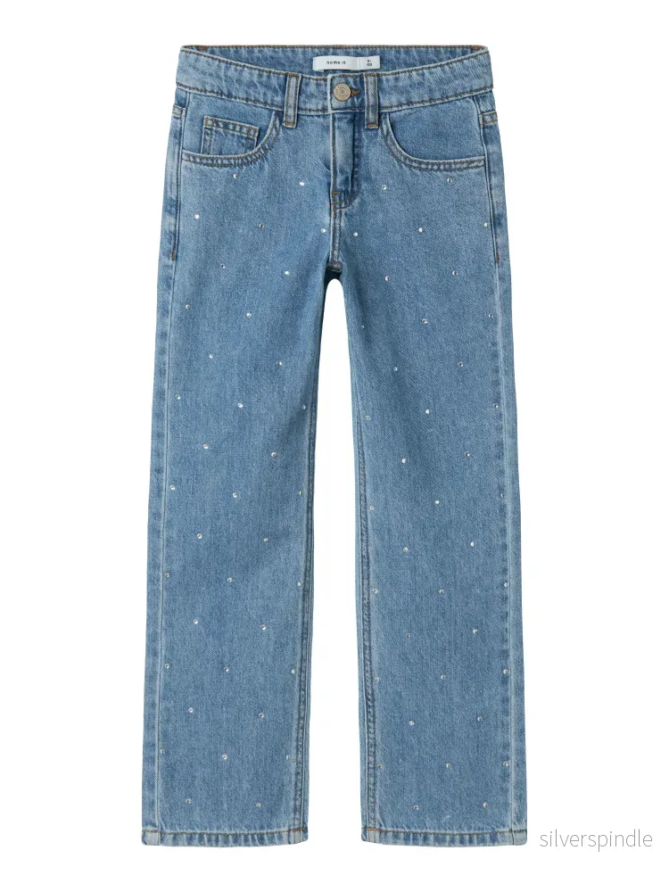 Jeans med strass Rak Modell