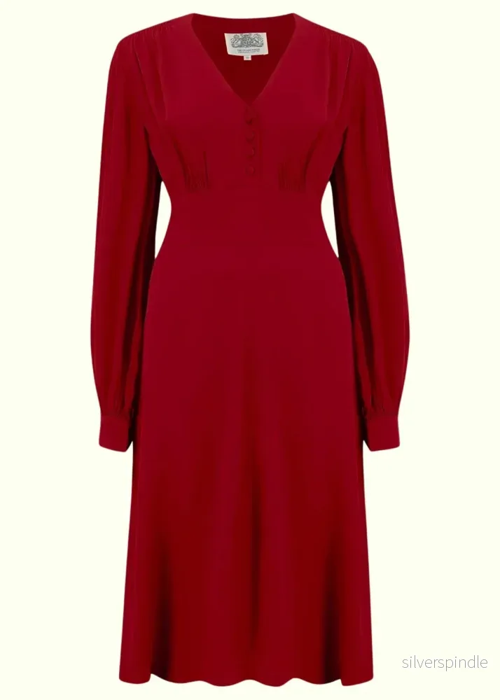 Ava 1940-talsklänning – vinröd Ava 1940-talsklänning – vinröd