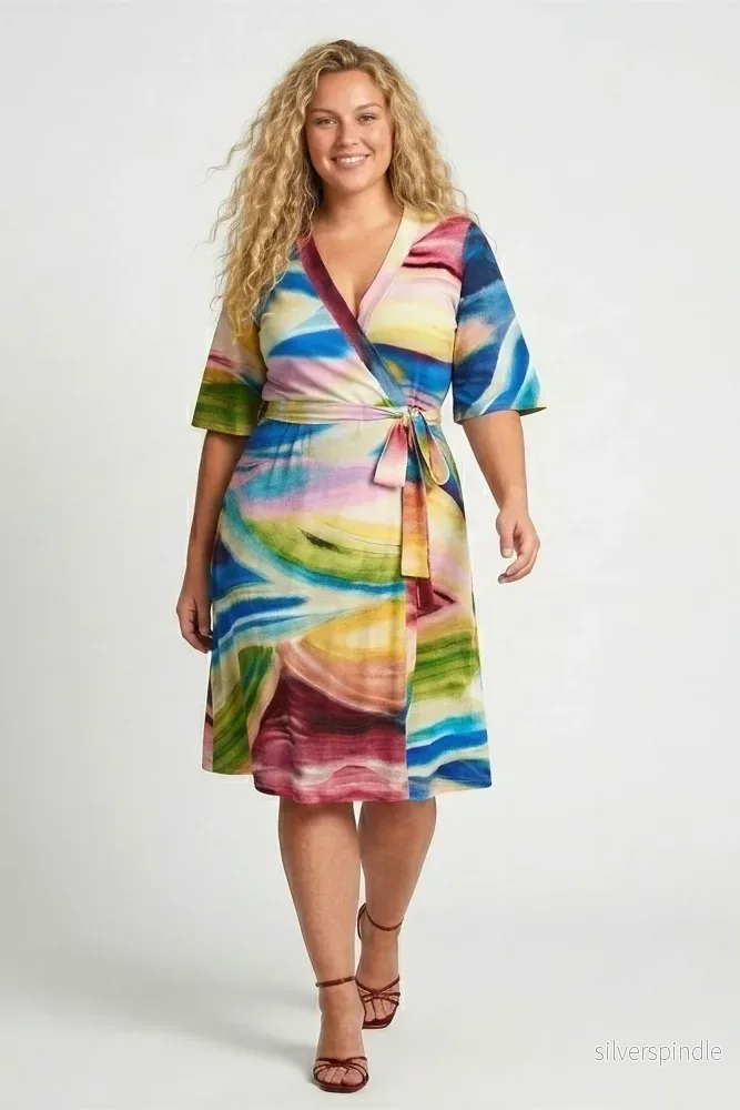 Bestie wrap short jersey dress - Rainbow - Bild 2