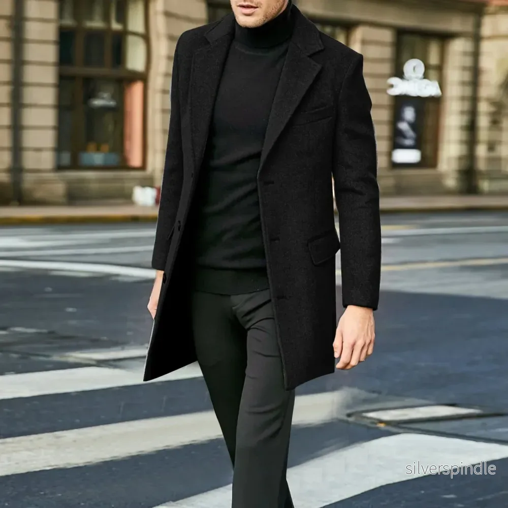 Elegant Herrkappa med Slag och Knäppning för Värme och Stil - Bild 3