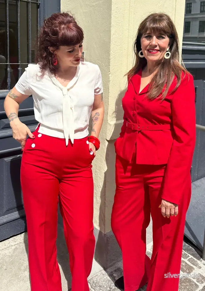 Sally seglarbyxor med hög midja i rött - Bild 3