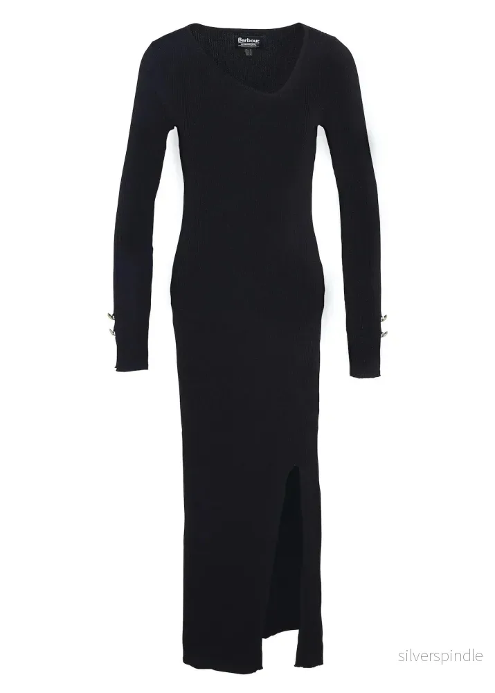 Barbour International Piquet Knitted Midi Dress Black - Bild 3