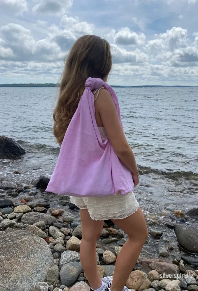 Väska – Somrig rosa i linneliknande tyg | Large - Bild 3