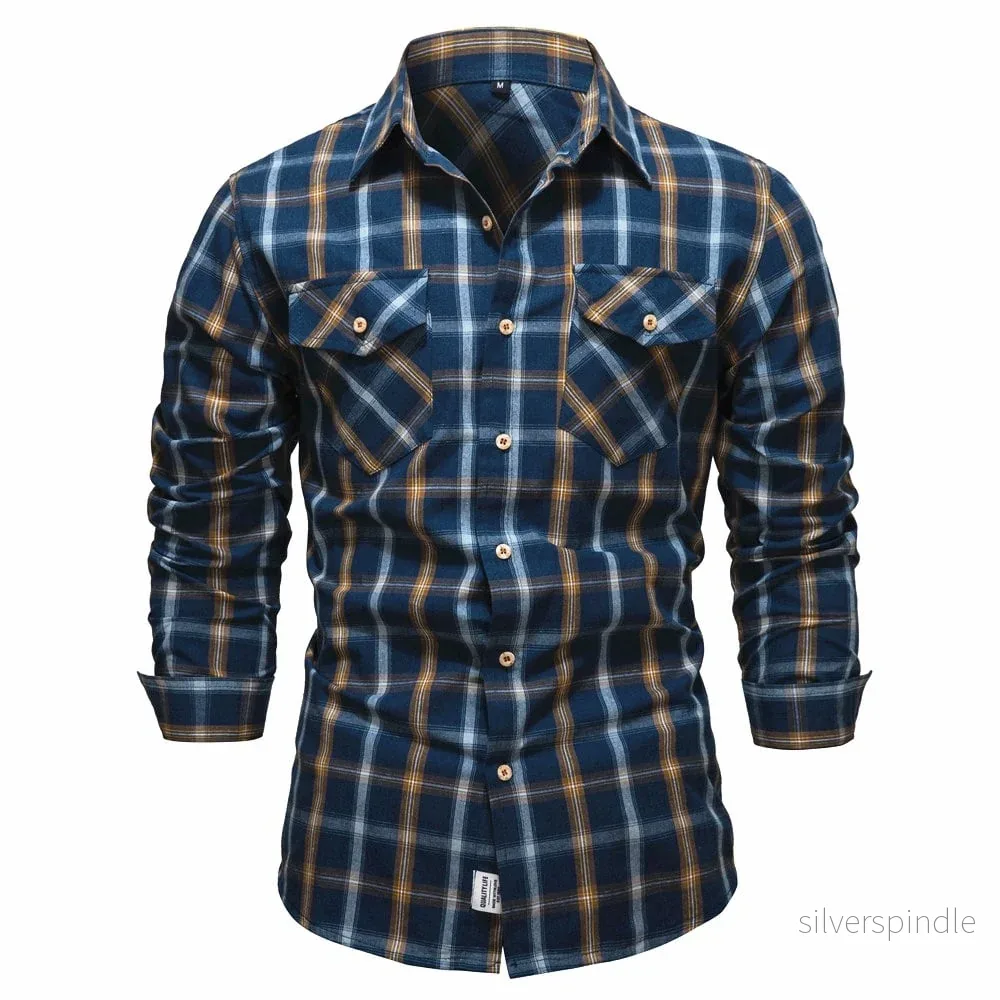 Ethan | Slim Fit Långärmad Herrskjorta med Rutigt Mönster och Fickdetalj - Bild 2