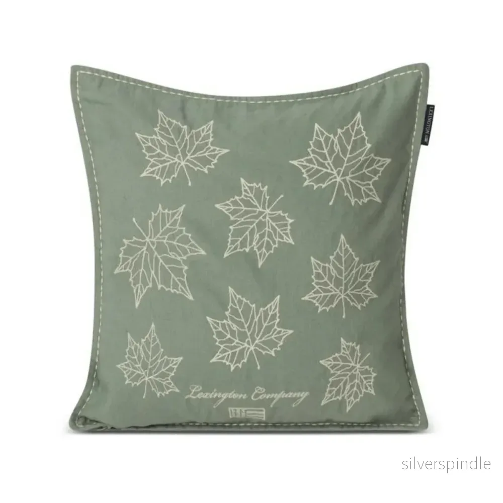 Lexington Leaves Embroidered Linen/Cotton Kuddfodral – Outlet Lexington Leaves Embroidered Linen/Cotton Kuddfodral – Outlet