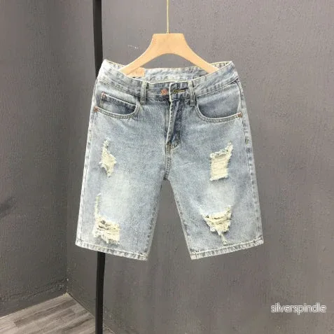 Ethan | Slitna Denimshorts med Mellanhög Midja - Bild 2