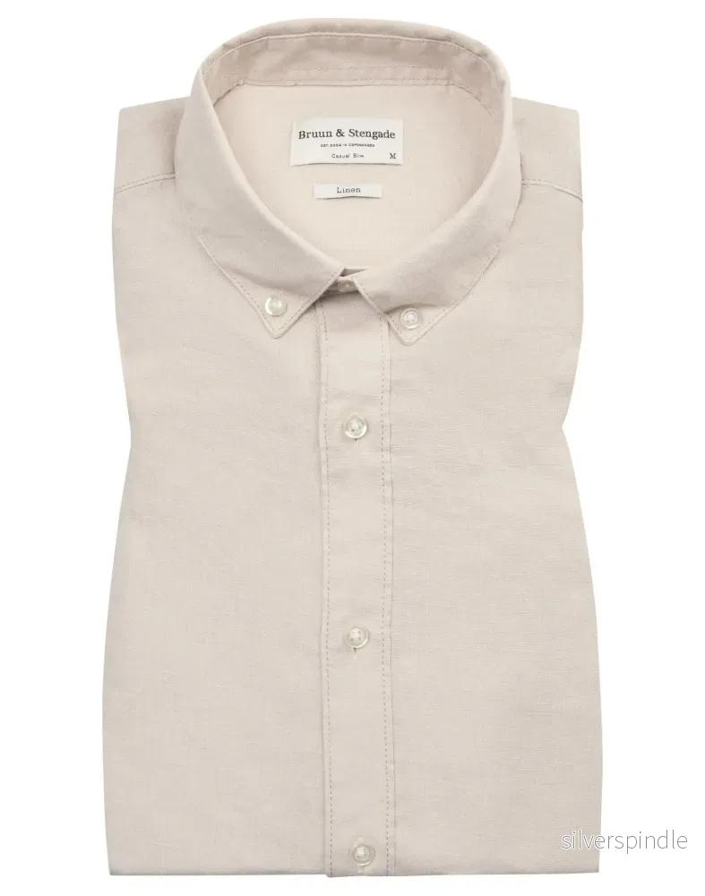 BS Sainz Casual Slim Fit Skjorta - Sand