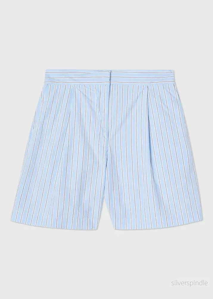 Lexington Org Cotton Poplin Shorts Blue MultiStrip - Bild 2