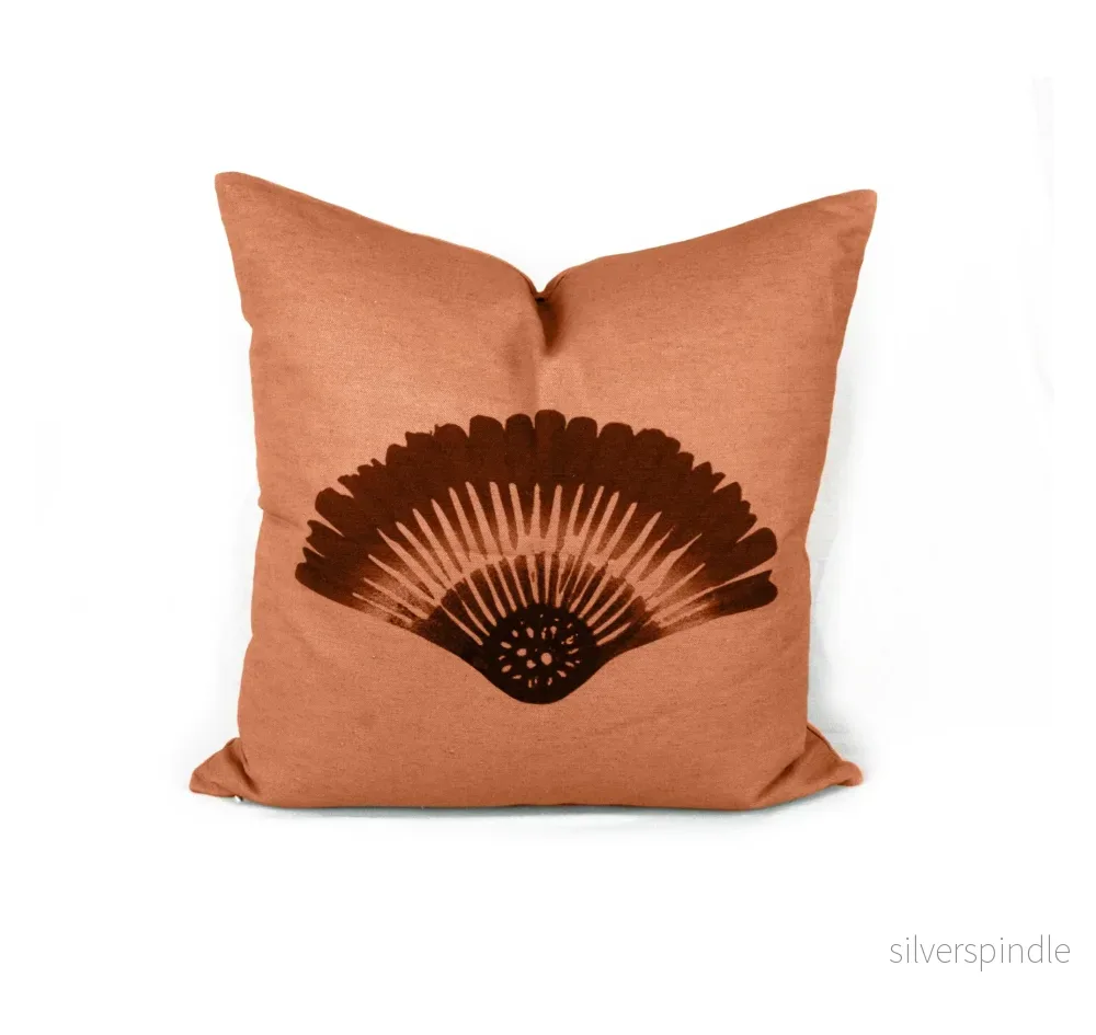 Kuddfodral Solfjäder Linneblandning Terrakotta 50x50cm