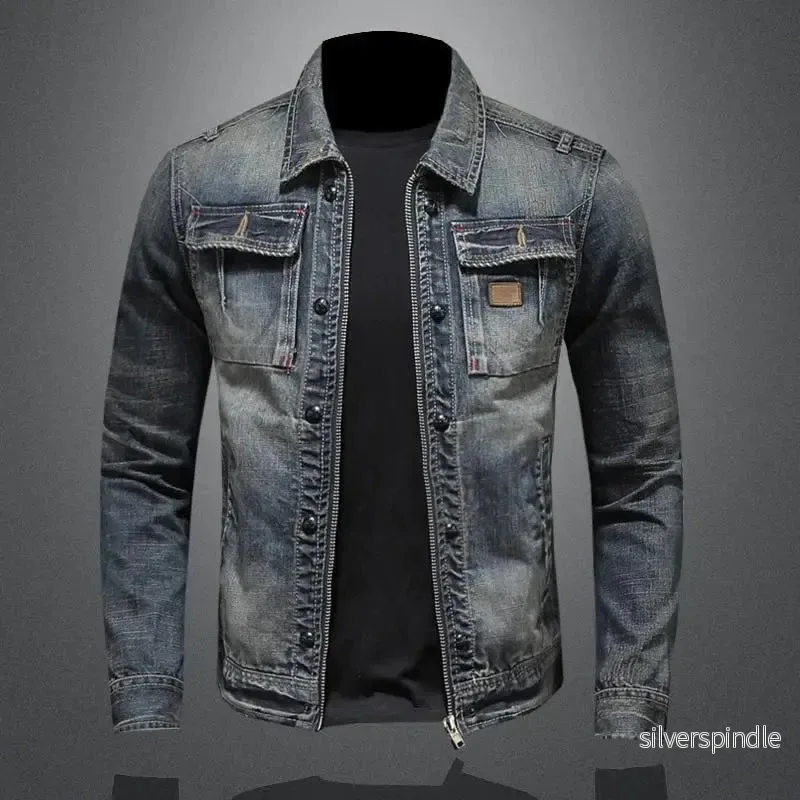 Retro Denimjacka | Jeansjacka för Män med Klassiska Knappar | Tidlös Vintagedesign för Avslappnad Elegans Retro Denimjacka | Jeansjacka för Män med Klassiska Knappar | Tidlös Vintagedesign för Avslappnad Elegans