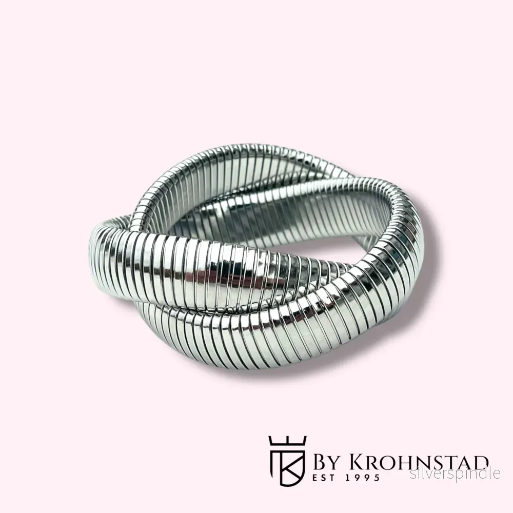 Double elastic silver bangle