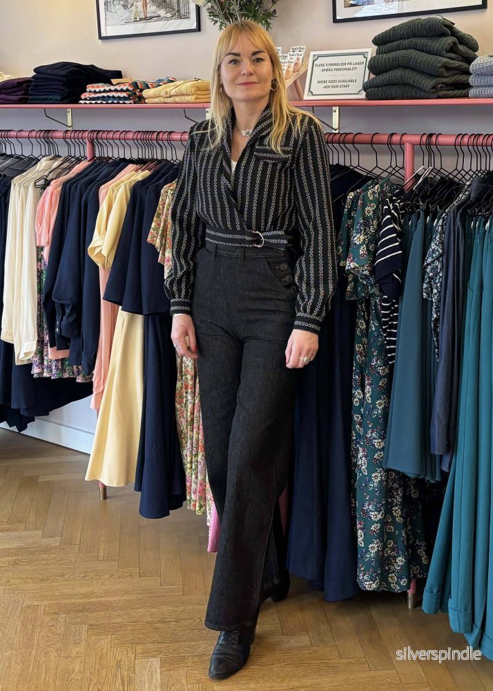 1940's button jeans - svart denim - Bild 2