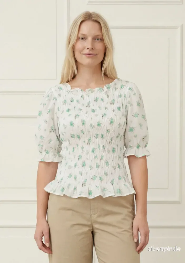 Pernille Smock Blouse - Green Flower Dream - Bild 2