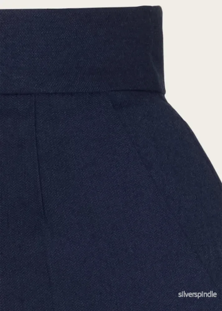 The Palazzo Perfection Pants - Navy herringbone wool - Bild 2