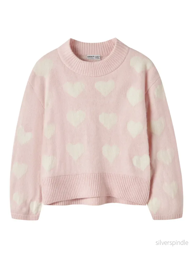 Leify Stickad Oversize Tröja Hjärtmönster Leify Stickad Oversize Tröja Hjärtmönster