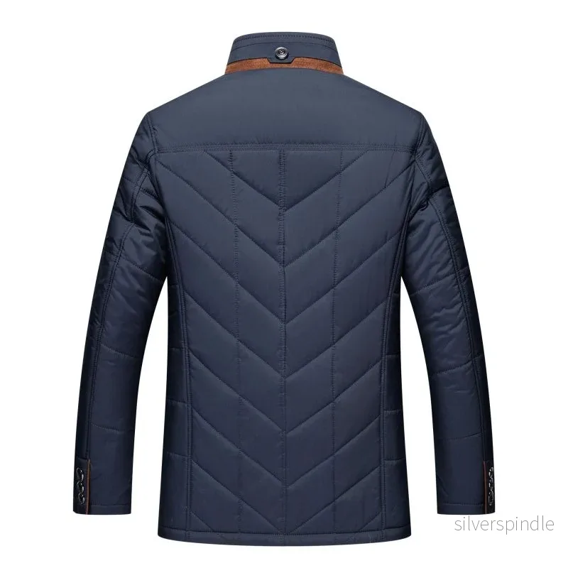 Elegant Kappa | Kviltad Herrkappa med Hög Ståkrage och Dubbelstängning | Slim Fit för Värme och Stil - Bild 2
