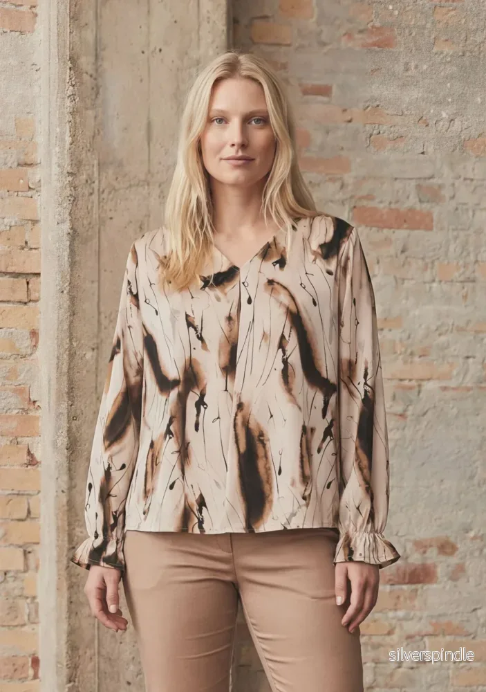 Venessa Blouse - Camel Drawing