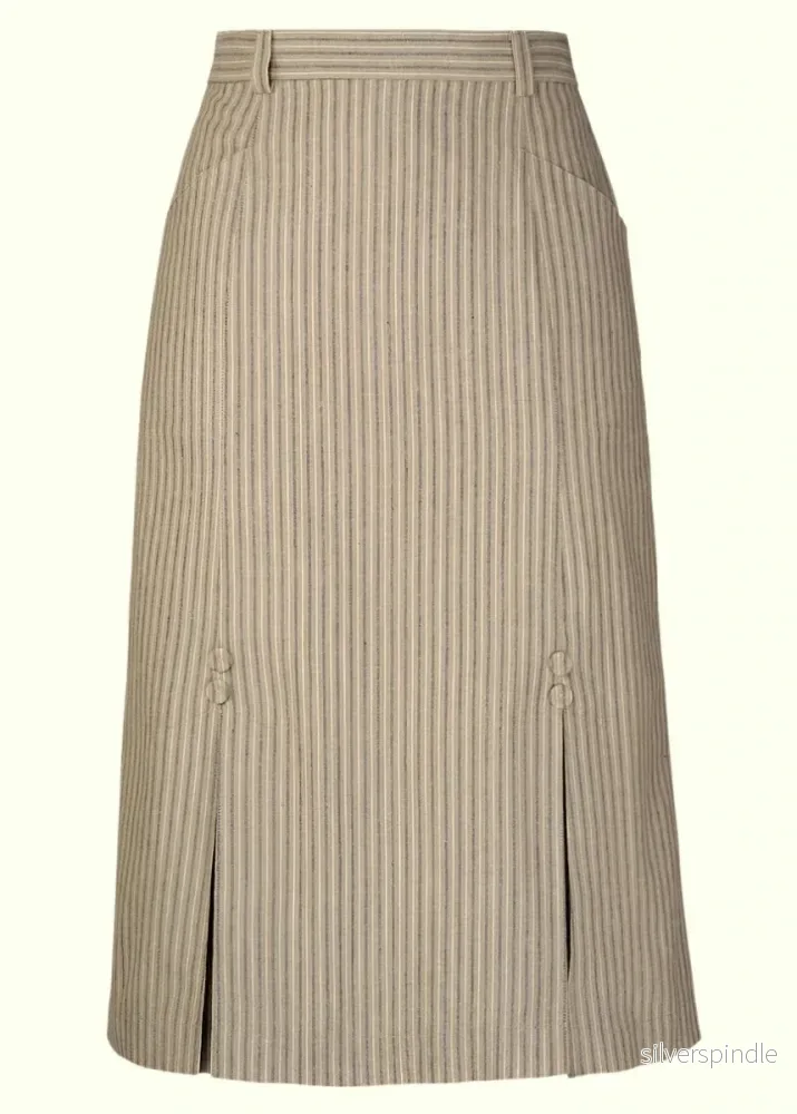 The Flirty 30's Skirt kjol - taube kritstrecksrandig