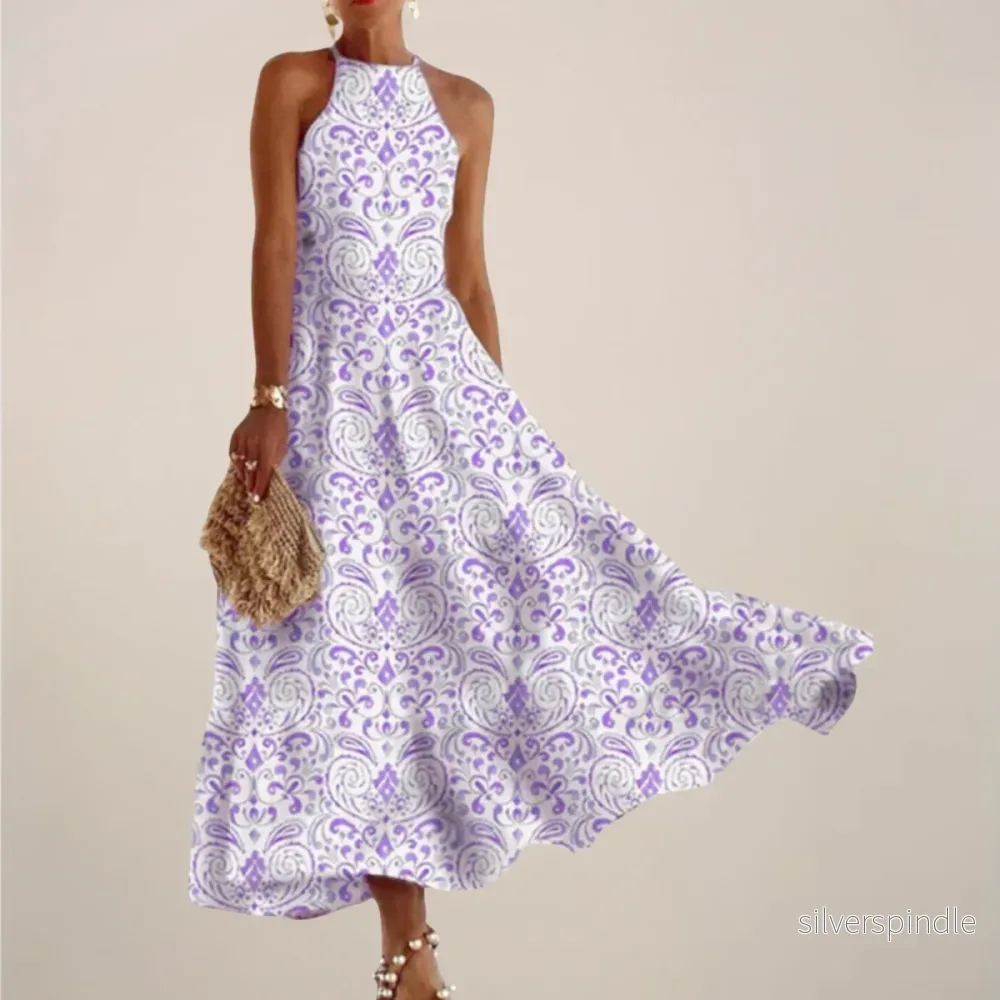 Elegant Maxiklänning | A-linje Flowy Design med Halterneck för Sommarstil - Bild 2
