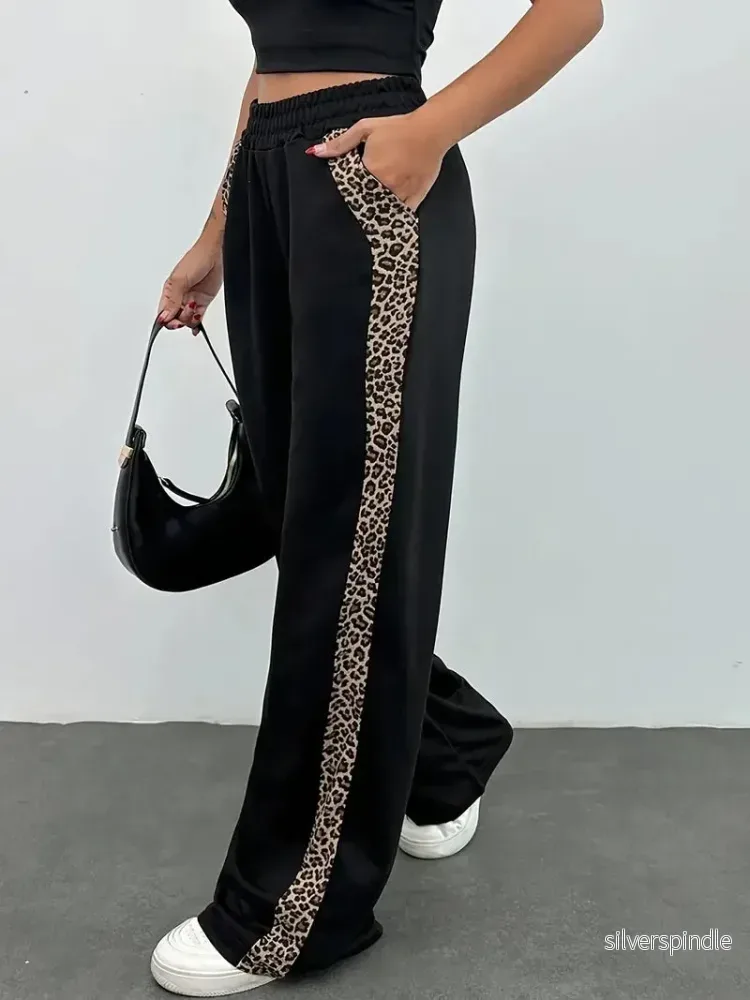 Dynamisk Leopard | Joggingbyxor Dam med Elastisk Midja | Bekväm Design för Aktiv Livsstil - Bild 3