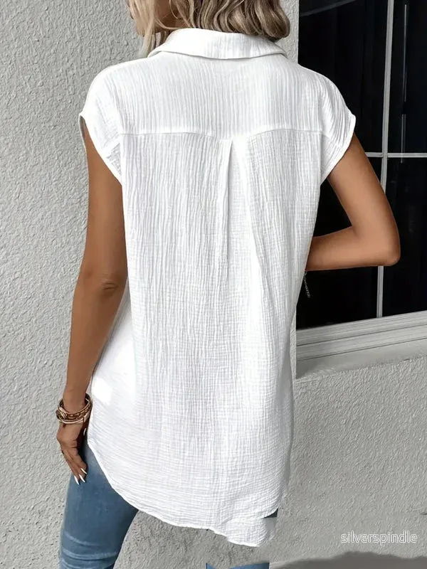 Emma | Lätt Kortärmad Blus med Broderi - Bild 3