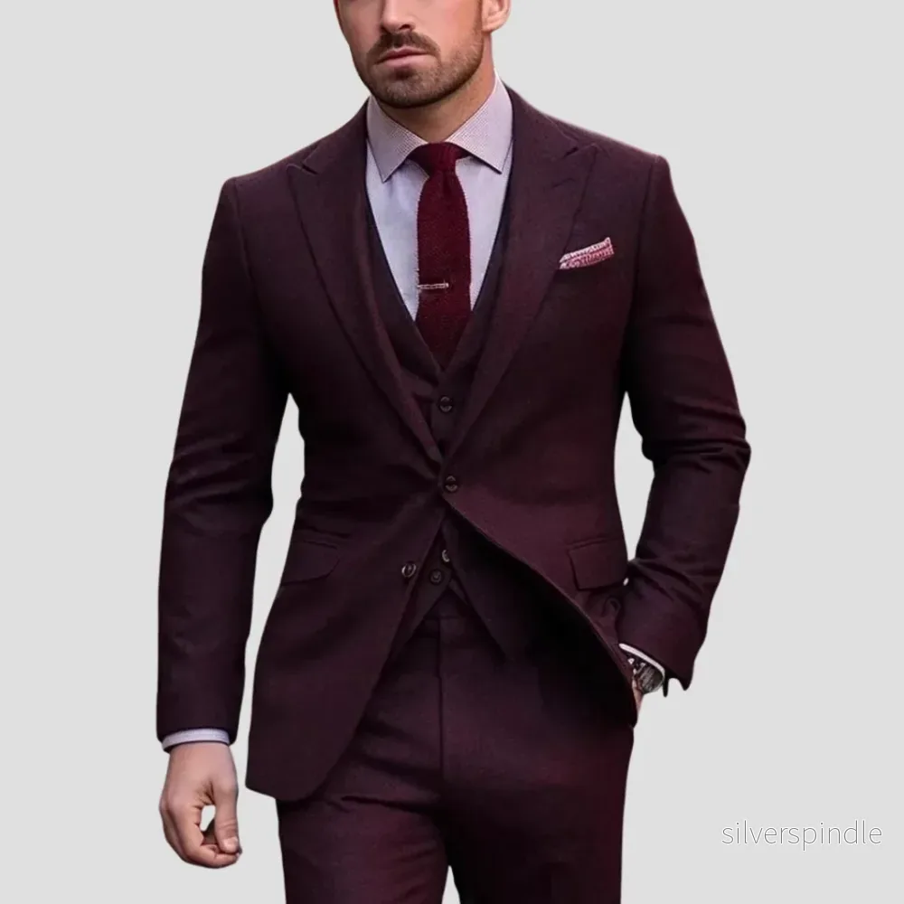 Elegant Kostym Herr | Slim Fit 3-delad Kostym med Hackslag | Modern Design för Affär och Fest - Bild 3