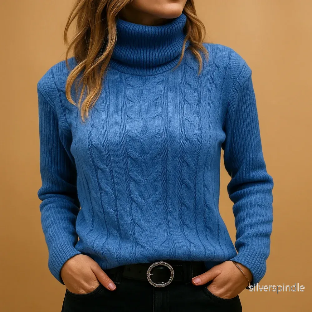 Elegant | Lätt Turtleneck Tröja för Kvinnor med Mjuk Stickad Design | Avslappnad Passform för Komfort och Stil - Bild 3