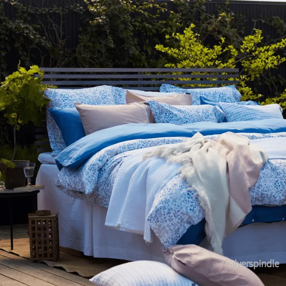 Lexington Blue Washed Cotton Sateen Påslakanset - Outlet - Bild 2