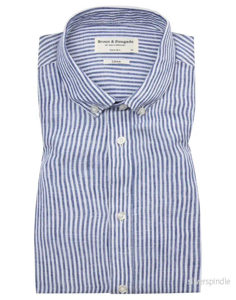 BS Bottas Casual Slim Fit Skjorta - Navy/White