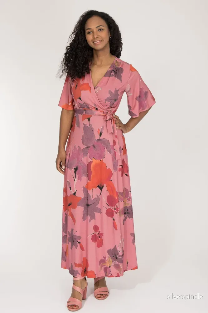 Essential bell sleeve long jersey dress – Dusty Pink Essential bell sleeve long jersey dress – Dusty Pink