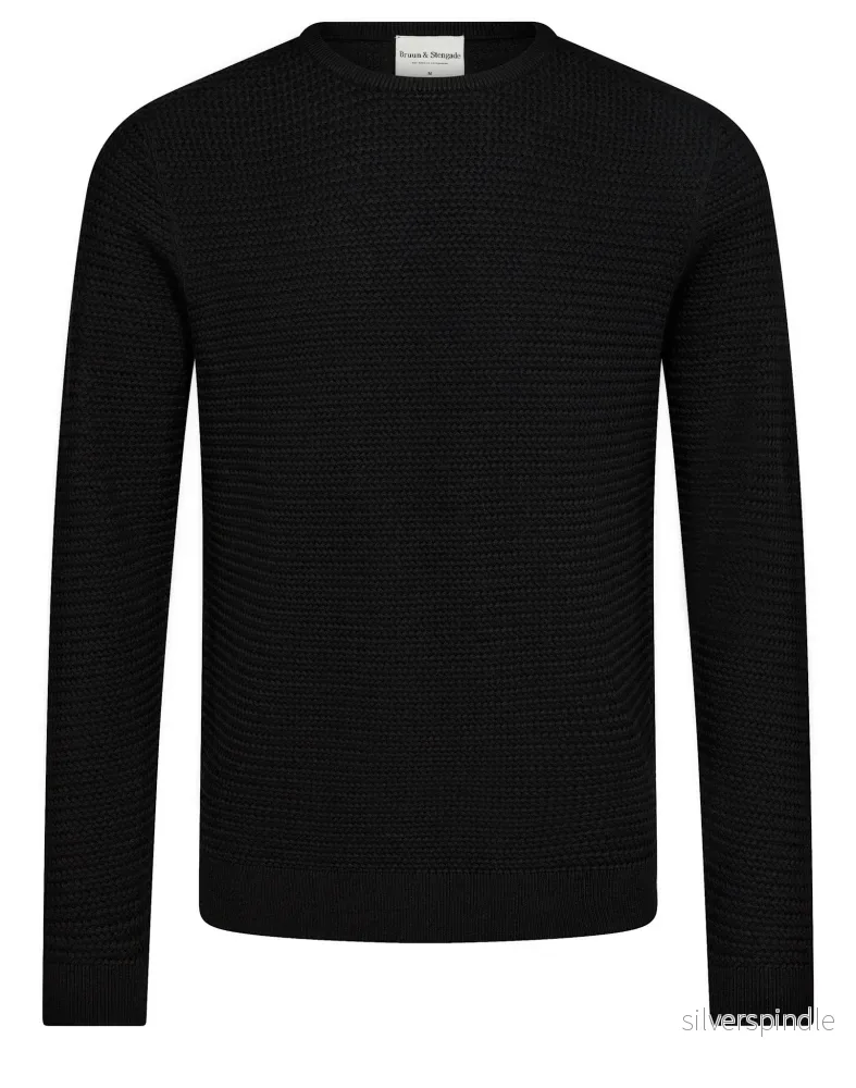 BS Arnlaug Regular Fit Stickat – Black BS Arnlaug Regular Fit Stickat – Black