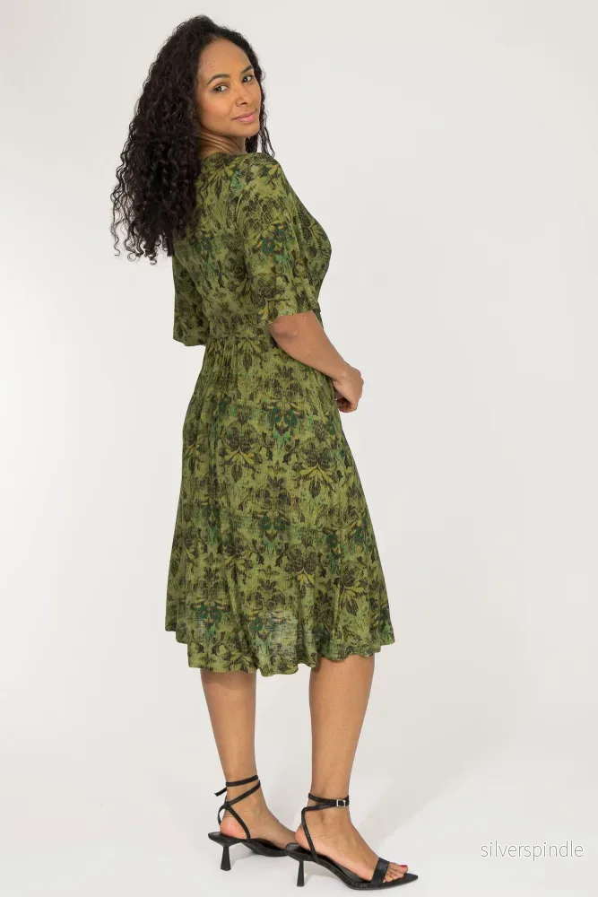 Knot draped short jersey dress - Olive - Bild 3