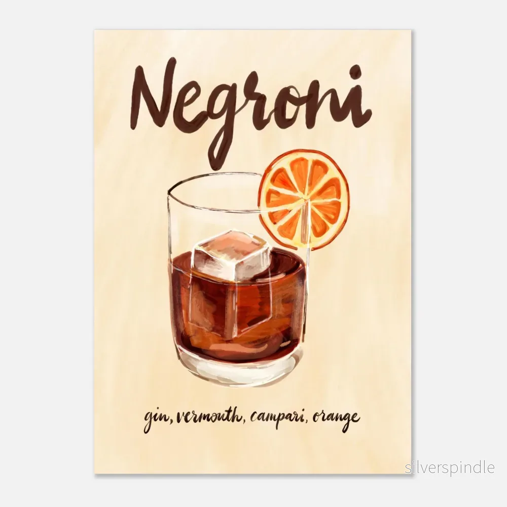 Negroni Poster – Handmålad Drinktavla för Kök & Barvagn - Bild 2