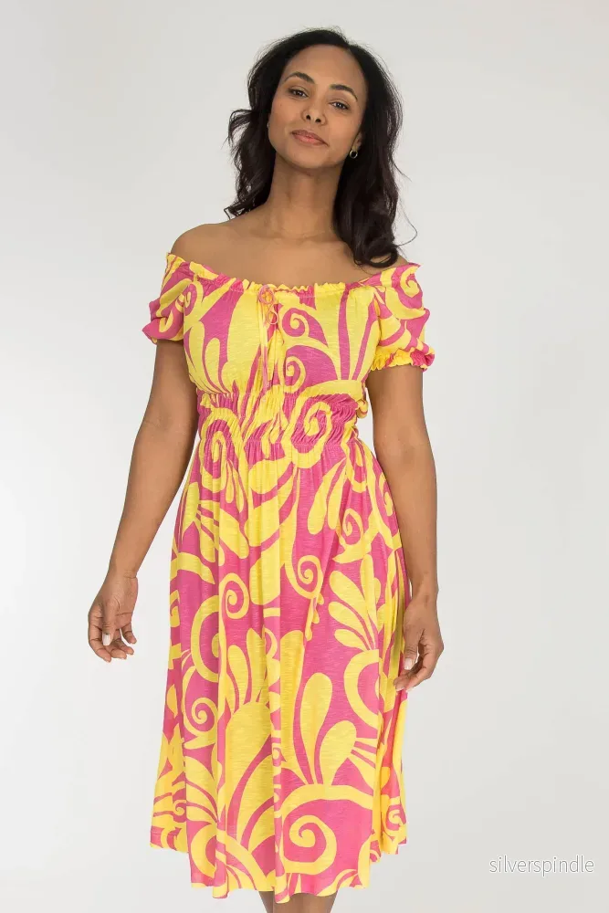 Drawstring dream short jersey dress - Pink-Yellow - Bild 3