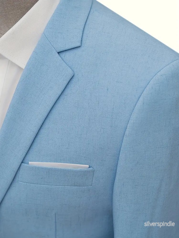 Elegant Kostym med Platt Krage för Män med Bekväm Passform | Perfekt för Bröllop och Arbete - Bild 2