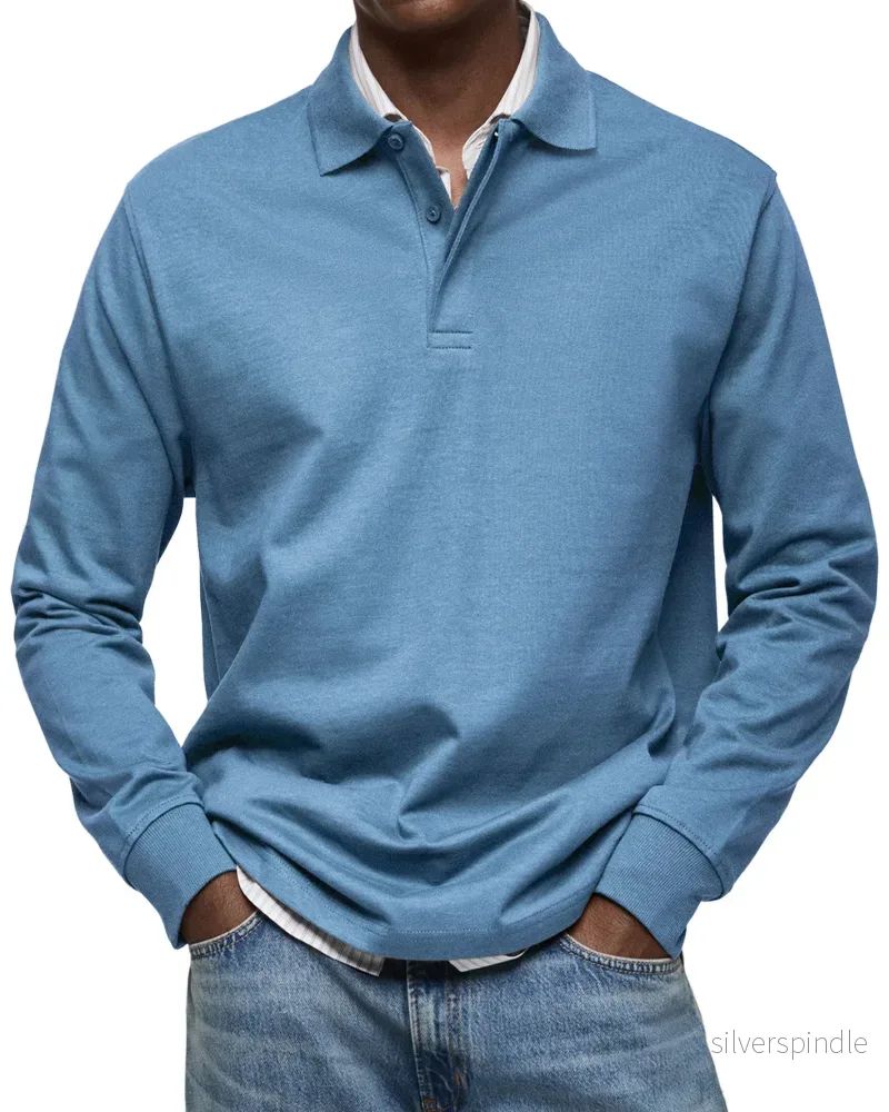 Elegant Pikétröja för Män | Långärmad Design med Bekväm Passform | Perfekt för Casual Smart Stil