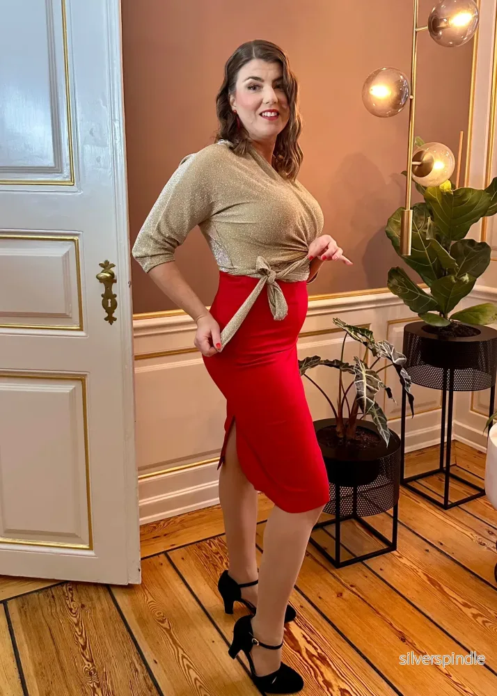 Slåom bluse med glimmer - guld - Bild 3